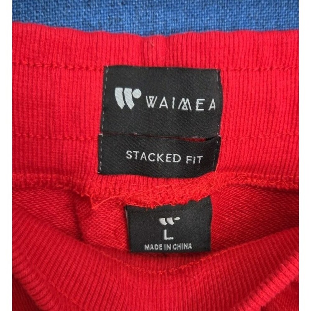 Waimea Men's Large Stacked Fit Sweatpants Joggers Red Logo Y2K - Picture 2 of 11